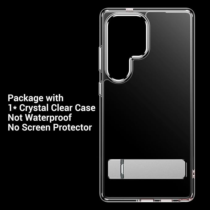 Temdan Designed for Samsung Galaxy S24 Ultra Case,[Built in Hidden Kickstand][Military Grade Drop Protection] [Never Yellowing] Slim Thin Phone Case for S24 Ultra Case - Crystal Clear