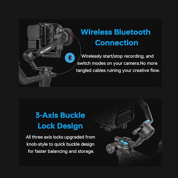 FeiyuTech SCORP-C2 Camera Gimbal Stabilizer, 3-Axis Professional Video Stabilizer with Built-in AI Tracking, 7.72lb Payload for DSLR & Mirrorless Sony A7IV Canon R5 Nikon, Native Vertical Shooting