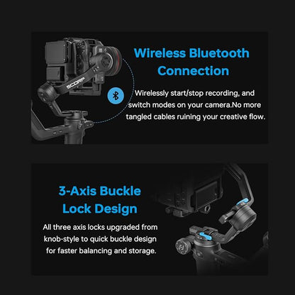FeiyuTech SCORP-C2 Camera Gimbal Stabilizer, 3-Axis Professional Video Stabilizer with Built-in AI Tracking, 7.72lb Payload for DSLR & Mirrorless Sony A7IV Canon R5 Nikon, Native Vertical Shooting