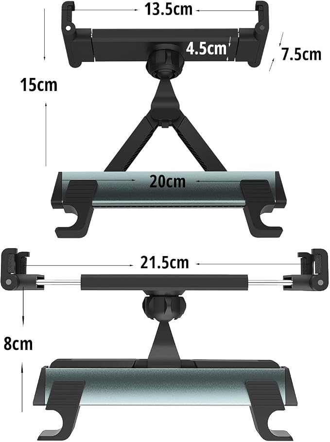 Backseat Headrest Adjustable Tablet Holder for Car Mount Cellphone Stand 360° Swivel Rotating Angle Compatible with ipad/Plus/pro/All 4.7-10.5" Cellphones and Tablet Blue