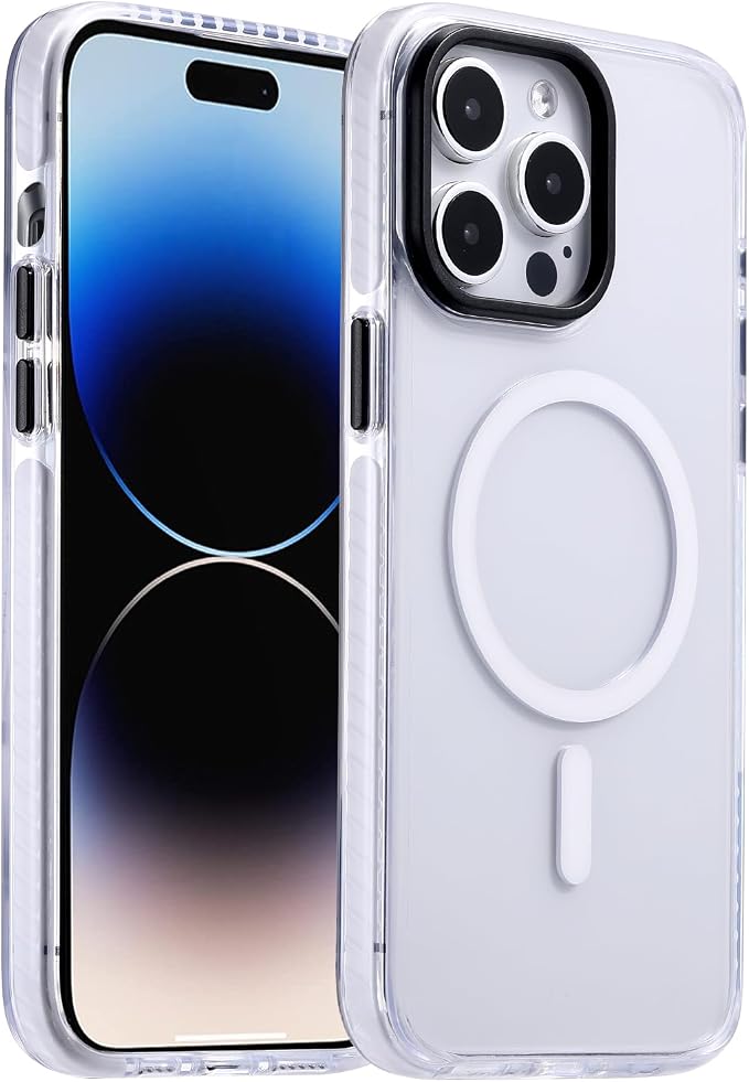 Strong Magnetic case for Phone 14 pro max [10Ft Military-Grade Protection] Compatible with fit MagSafe Shockproof Slim Thin Cover 6.7 inch, Clear White