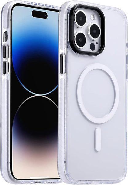 Strong Magnetic case for Phone 14 pro max [10Ft Military-Grade Protection] Compatible with fit MagSafe Shockproof Slim Thin Cover 6.7 inch, Clear White