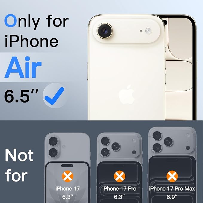 JETech Privacy Screen Protector for iPhone Air with Camera Lens Protector, Anti-Spy Tempered Glass Film, Easy Installation Tool, 6.5-Inch Display, 2-Pack Each