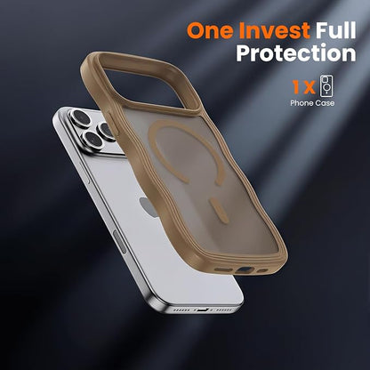 for iPhone 17 Pro Case Cute Brown,Fits MagSafe,Matte Skin Feeling Back,Curly Wave Edge,Slim & Durable & Stylish,Cover Military-Grade Protection