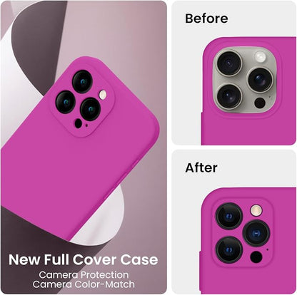 FireNova Designed for iPhone 16 Pro Max Case, Silicone Upgraded [Camera Protection] Phone Case, Soft Anti-Scratch Microfiber Lining Inside, 2024, Dark Fuchsia