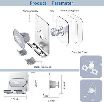 Shower Phone Holder with 2PCS Adhesive Stickers,Wall Mount Phone Stand for Bathroom,Kitchen,Office and More,Compatible with Smartphone (Silver－Gray)