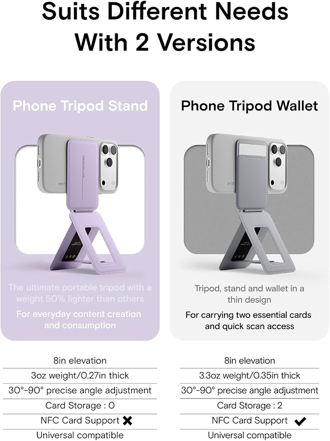 MOFT Phone Tripod Stand Selfie Stick for iPhone, Multi-Angles iPhone Stand, Lightweight & Portable Phone Holder, Strong Magnets, MOVAS Vegan Leather, Travel Essentials, Peony (Without Card Slot)