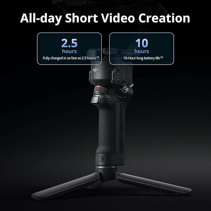 DJI RS 3 Mini, 3-Axis Gimbal Stabilizer for Cameras Canon/Sony/Panasonic/Nikon/Fujifilm, 2 kg (4.4 lbs) Tested Payload, Camera Gimbal with Native Vertical Shooting, Black