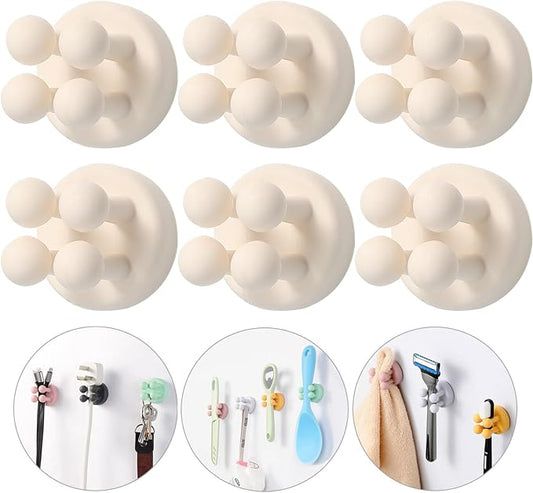 iBetterLife Self-Adhesive Shower Razor Holder - 6Pcs Wall Mounted Hooks Hanger for Clipping & Hanging Toothbrush Towel Loofah Bathroom Kitchen Home Office Dorm Room Essentials Storage Wreath Hook