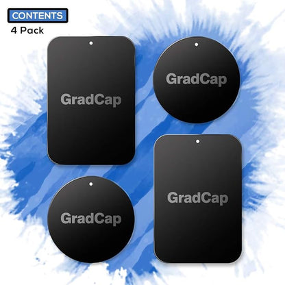 Metal Plate for Magnetic Phone Mount - 4 Packs Universal Ultra Thin Black Metal Disc w/Strong 3M Adhesive Sticker - Replacement Accessory Kit - 2 Rectangle (1.75"x2.5") & 2 Round (1.5"x1.5")