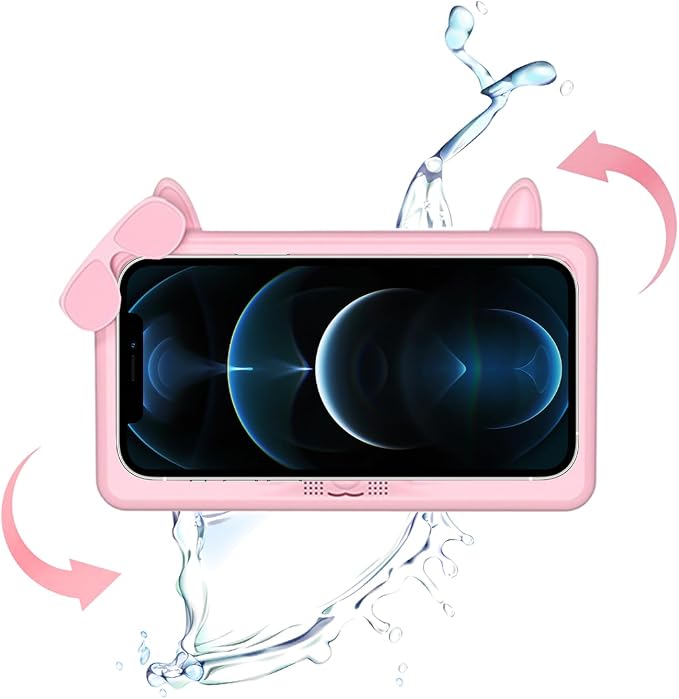 Shower Phone Holder Waterproof, Anti-Fog Touch Screen Shower Phone Case, 480 Rotation Wall Phone Mount Stand for Bathroom Batheub Kitchen Wall Mirror, Compatible with 4.7"-6.8" Phones (Pink)