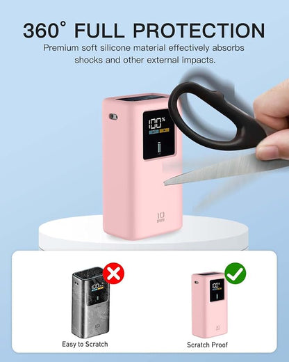 Silicone Case for CUKTECH 10 Mini Power Bank (10000mAh 55W) Full-Body Protective Cover for CUKTECH 10 Mini Portable Charger,Precise Port Cutouts (Case Only) Pink