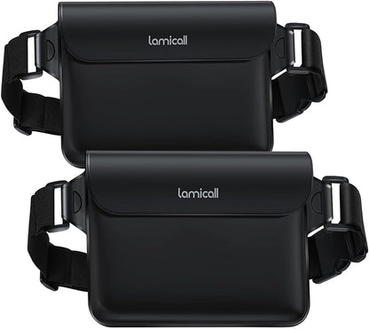 Lamicall Waterproof Fanny Pack Pouch [Elastic Waist Strap] - IPX8 Dry Bags Water Proof Pouch for Swimming, Beach, Kayaking, Cruise Ship Essentials, 8.7” for iPhone 17 16 15 Pro Max Air 2 Pack