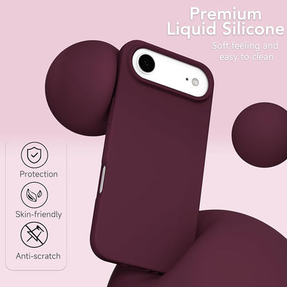 for iPhone 17 Air Case Silicone Compatible with Magsafe Case, Ultra Slim Thin Magnetic Phone Cases Mag Safe, Cute Soft Rubber Gel Matte Plain Wireless Charging Cover for Women, Burgundy Maroon