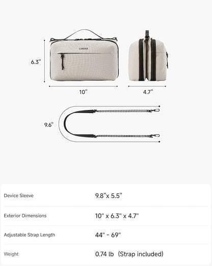 LUGGEX Electronics Organizer Travel Case, Tech Pouch with Crossbody Strap | Magnetic Design, Dual Accessories Bag, Straps, Hooks, Front pocket, Water Resistant, Waterproof pocket, CBX01 Beige