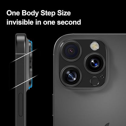 2 Pack Camera Lens Protector for iPhone 14/15/16 Pro & Pro Max Tempered Glass Camera Cover Lens Aluminum Alloy Metal, for iPhone 16 pro max Camera Lens Protector, Clear Photography, Black