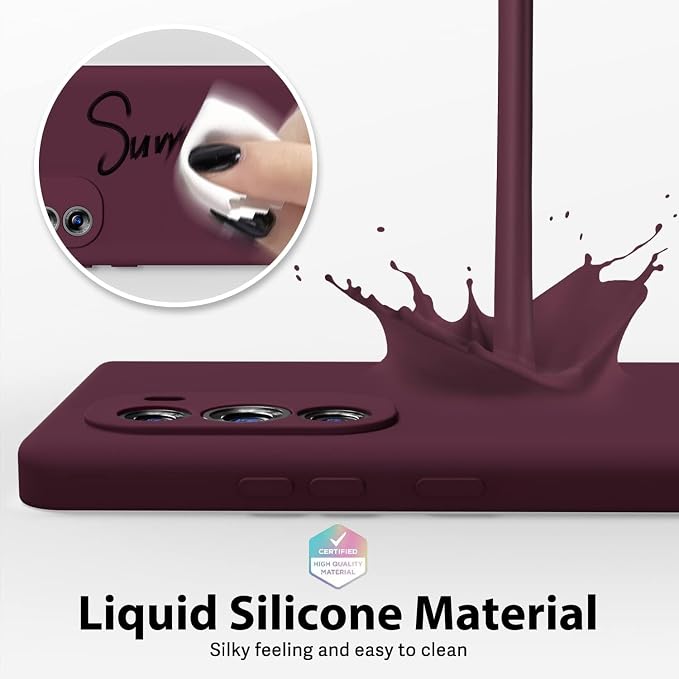 Oakxco for Moto Edge Plus 2022/Edge Plus 5G UW 2022 Phone Case Liquid Silicone, Thin Slim Soft Rubber TPU Plain Smooth Gel Cover for Women Girl, Matte Solid Protective & Shockproof, Burgundy Plum Wine