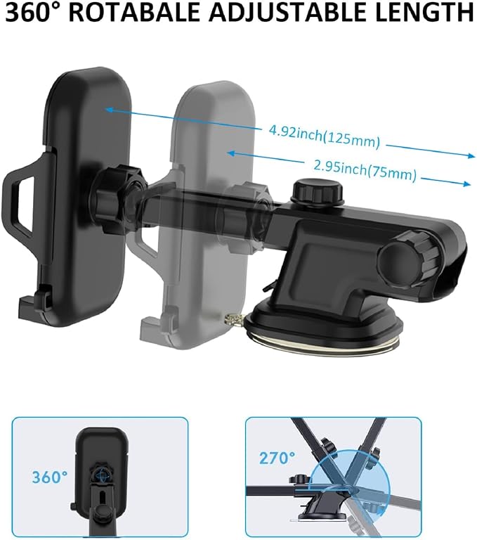 Car Phone Holder Mount Dashboard/Air Vent/Windshield for Moto Motorola G Power 2022 2021 /G Pure/G 5G/Edge 2021/One 5G Ace/G7 Z4 Z3/E 2020 E6,LG Velvet Wing,K92 K51 Q70,Stylo 6 5,V60 G8 G8X V40 Thinq