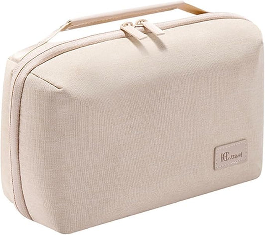 Kaxich Travel Electronics Organizer Pouch, Portable Cable Organizer Case | Waterproof Universal for Adapters Memory Cards, USB Cables (Beige)