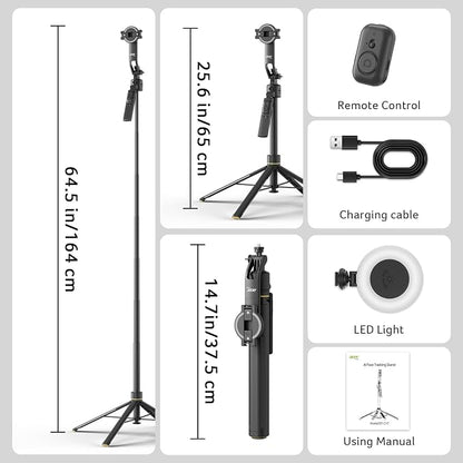Acer Gadget Auto Face Tracking Tripod for iPhone – Magnetic Phone Mount Gesture Control Detachable Mini Ring Light 64" 360 Degree AI Tracking Phone Tripod for Vlogging YouTube TikTok Video Recording