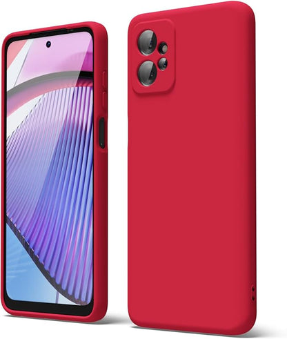 oakxco for Motorola Moto G Power 5G 2023 Phone Case Liquid Silicone, Thin Slim Soft Rubber Gel TPU Plain Simple Cover for Women Girl Cute, Matte Solid Color, Red
