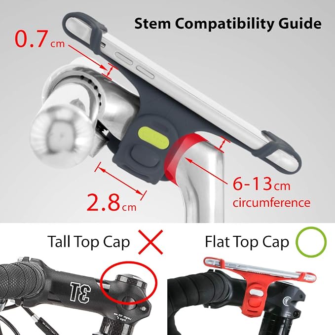 Bone Bike Tie Pro 1, Bike Cell Phone Mount for Stem, Scratch-Free Silicone Holder & Quick Setup, Universal Cycling Phone Holder Compatible with 4.0"-6.0" Smartphones (Slate Blue - Stem)