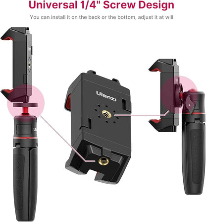 ULANZI ST-29 Phone Tripod Mount, Universal 2-in-1 Tablet Smartphone Holder Adapter with Cold Shoe Mount, 2.6"-8.8" Extend Clip Clamp Compatible with iPad, iPhone, Samsung Galaxy and More
