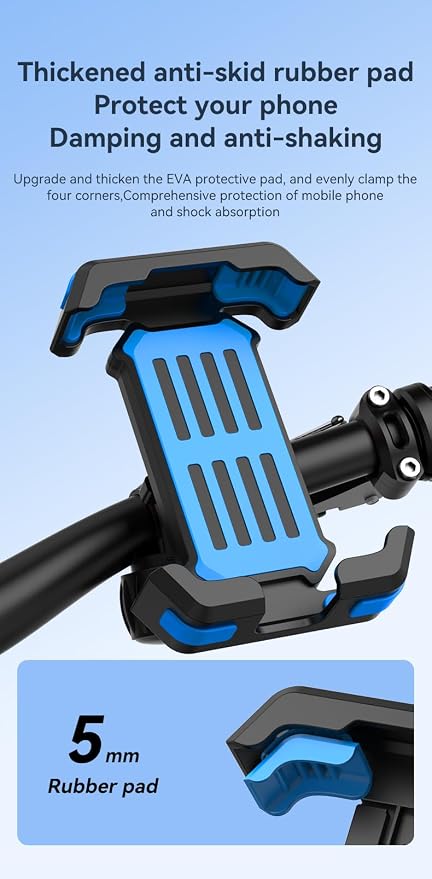 One-Hand Operation Bike Phone Holder 360° Rotation Quick Release Holder for Motorcycle Scooter E-Bike Fits iPhone Samsung Google Pixel, Black (Regular model)