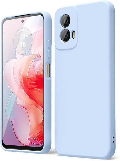 oakxco for Motorola Moto G Power 5G 2024 Phone Case Liquid Silicone, Thin Slim Soft Rubber Gel TPU Plain Simple Cover for Women Girl Cute, Matte Solid Color, Light Blue