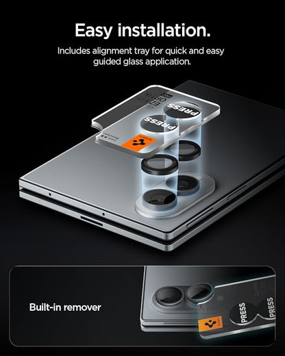Spigen Camera Lens Protector for Galaxy Z Fold 8 - Black [2 Pack] | GlasTR EZ Fit Optik Pro, 9H+ Tempered glass, Scratch resistance, Original photo quality, Auto-align tray, Case-friendly