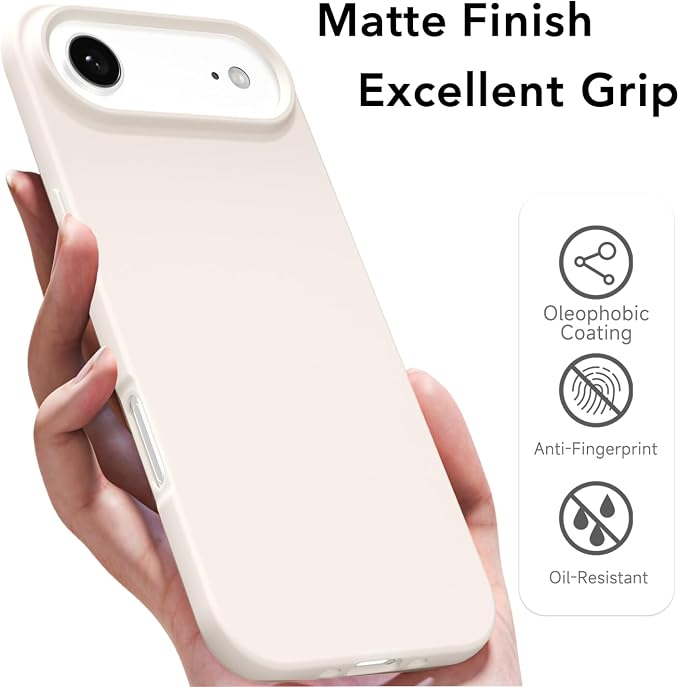 for iPhone 17 Air Case Silicone Compatible with Magsafe Case, Ultra Slim Thin Magnetic Phone Cases Mag Safe, Cute Soft Rubber Gel TPU Matte Wireless Charging Cover for Women, Beige Stone Cream