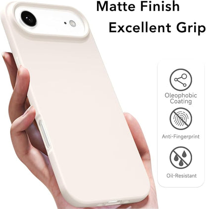for iPhone 17 Air Case Silicone Compatible with Magsafe Case, Ultra Slim Thin Magnetic Phone Cases Mag Safe, Cute Soft Rubber Gel TPU Matte Wireless Charging Cover for Women, Beige Stone Cream