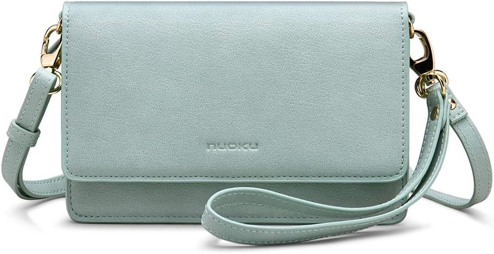 nuoku Women Small Crossbody Bag Cellphone Purse Wallet with RFID Card Slots 2 Straps Wristlet