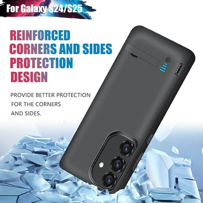 Sitong Battery Case for Samsung Galaxy S25 / S24, 5000mAh Rechargeable Extended Battery Charging Charger Case, Add 100% Extra Juice, Not Compatible with S25+ or S25 Ultra (6.2 Inches) Black