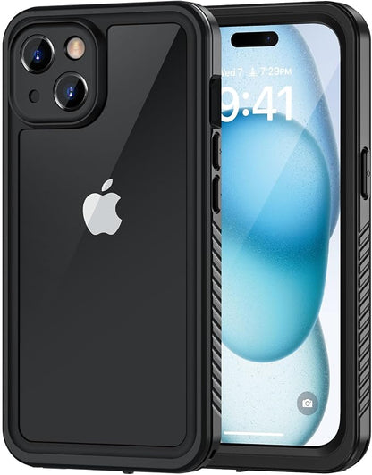 Lanhiem for iPhone 15 Case, IP68 Waterproof Dustproof Shockproof for iPhone 15 Cases with Built-in Screen Protector, Protective Heavy Duty Rugged Phone Cover for iPhone 15-6.1 inch (Black/Clear)
