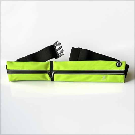 Slim Running Belt Waist Pack for Men Women, Sports Bags, Bum Bags, Water Resistant Fanny Pack with Headphone Port & Reflective Strip, Adjustable Pouch Phone Holder for Workout, Hiking(Neon Green)