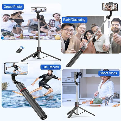 67" Detachable Phone Tripod Selfie Stick, Extendable Portable Cell Phone Stable Camera Easy Selfie Tripod Stand, with Wireless Remote, Ideal for Travel & Photos Recording/Video Vlogging, Big Tripod