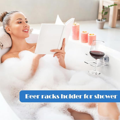 2PACK Beer Racks Holder for Shower, Drink Racks Holder, Shower Drink Holder，Portable Cupholder Caddy for Beer, Extra Sturdy