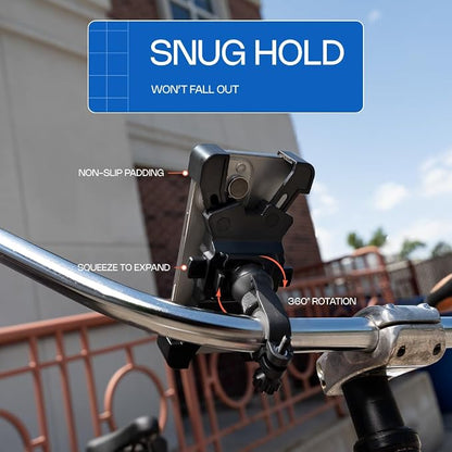ANGORA BRANDS Bike Phone Holder for Handlebars – Secure & Adjustable Bicycle Phone Mount, 360° Rotation, Shockproof Anti-Slip Grip, Universal Fit for iPhone & Android
