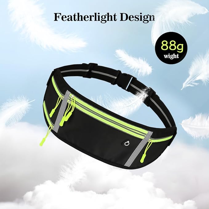 Slim Running Belt Fanny Pack for Men Women, Waist Bag, Large Capacity, Ultra-Thin Design, Waterproof, Runners Pouch Waist Pack, Phone Holder for Running Sports Walking Traveling