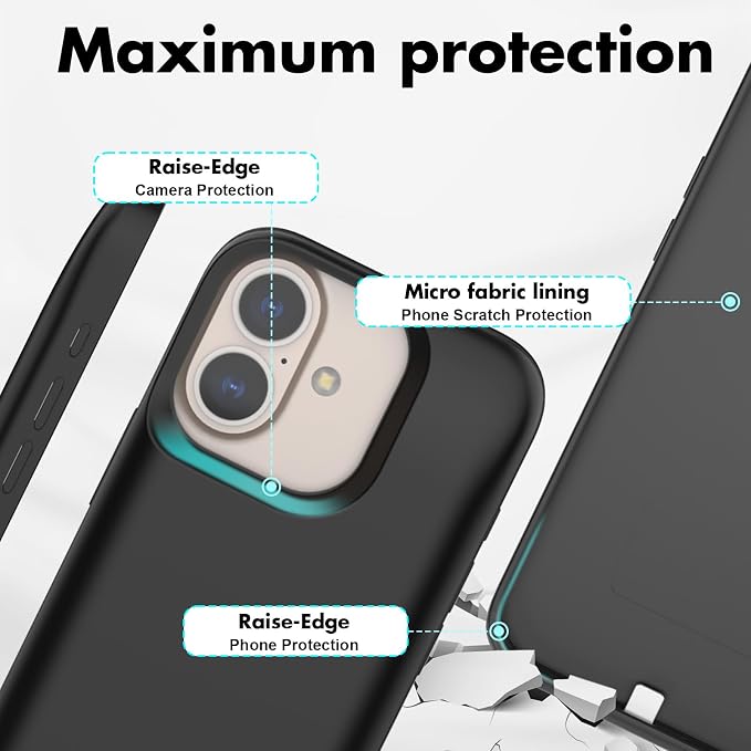 Battery Case for iPhone 16 (6.1 Inch) 8500 mAh, Slim Rechargeable Extended Charging Case, Portable Protective Phone Case with Battery Power Bank with Stand for iPhone 16 - Black