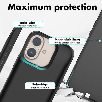 Battery Case for iPhone 16 (6.1 Inch) 8500 mAh, Slim Rechargeable Extended Charging Case, Portable Protective Phone Case with Battery Power Bank with Stand for iPhone 16 - Black