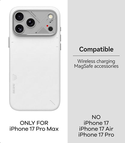 Aulumu A17 Vegan Leather CoolHyper iPhone 17 Pro Max Case | Camera Control | with Cooling Fins | Luxury Comfort | Compatible with MagSafe | Complete Wrap-Around - White