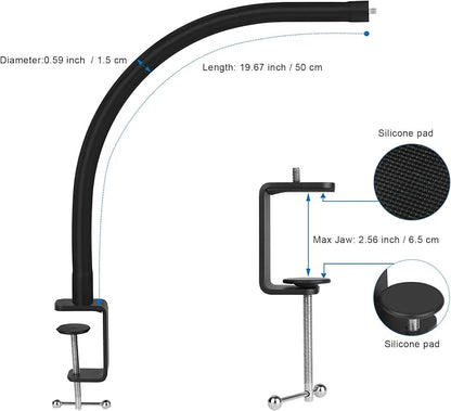 Webcam Stand for Desk,Camera Stand Desk Webcam Mount Clamp Clip,50cm Gooseneck Arm for Logitech Webcam C920/C920S/C920x/C922/C922x/C925e/C930/C930e/C615/C960/BRIO 4K/NexiGo N60/iPhone/Ring Light