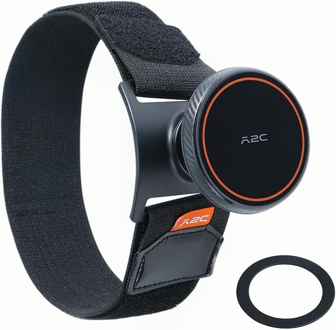 A2C Magnetic Guitar Phone Holder Mount with Adjustable Elastic Strap | 360° Rotatable Ball Head | Guitar Accessory Gift | Compatible with MagSafe – Metal Ring Included for All Smartphones