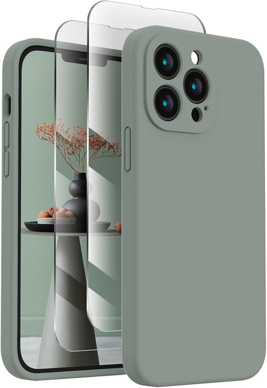 FireNova Designed for iPhone 13 Pro Max Case, Silicone [Camera Protection] Phone Case, Soft Anti-Scratch Microfiber Lining Inside, 6.7 inch, Calke Green
