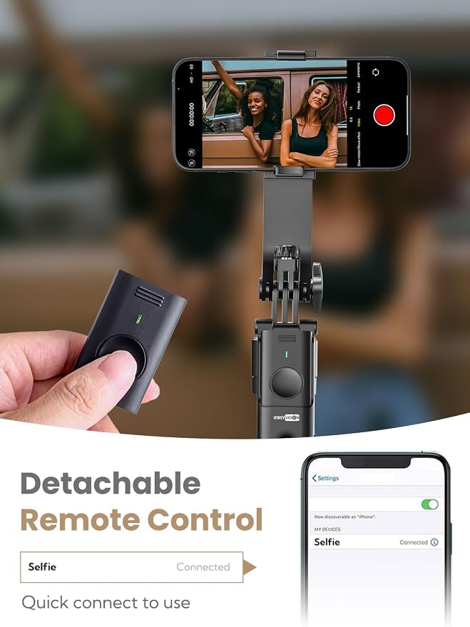 USKEYVISION Auto Face Tracking Tripod for iPhone 360°Rotation,Selfie Stick for Android w/Remote&Ground Spike,68” Phone Tripod Stand that Follows Your Movement for Video Recording,Vlogging(R01)