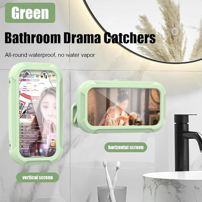 360° Rotatable Retractable Adjustable Shower Phone Case Holder,Anti-fog HD & sensitive screen ,Wall Mounted Phone Holder for Bathroom Mirror Bathtub Kitchen,Shower Accessories for 4-7" Phones (mint)