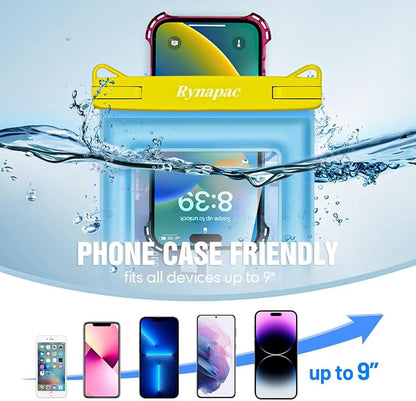Rynapac Waterproof Phone Pouch Floating - 10in Waterproof Phone Case for Beach Essentials, IPX8 Underwater Cellphone Holder with Lanyard for iPhone 16 15 14 Pro Max, Galaxy 24 23 Ultra (1 Pack)