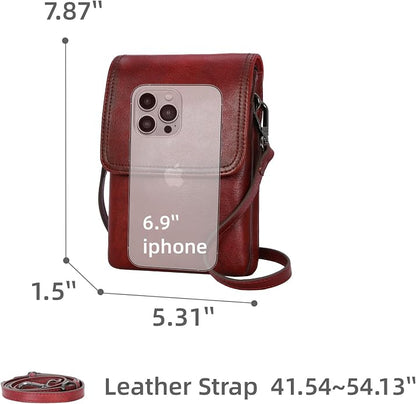 Iswee Leather Crossbody Bags for Women RFID Blocking Cell Phone Purse Small Anti-Theft Zippered with Card slots